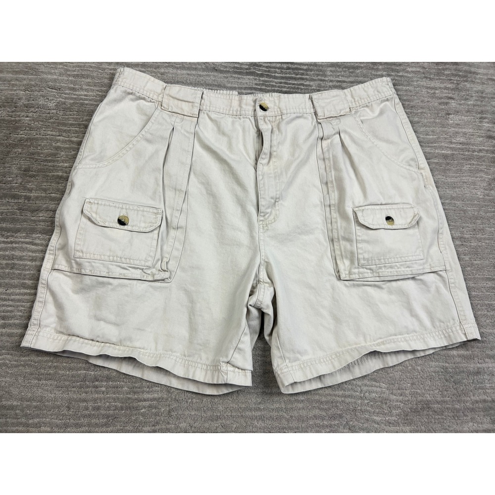 Rugged Earth Outfitters Cargo Shorts Mens 40 Beige Stone Cotton Utility Pleated